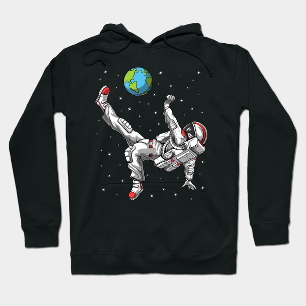 Space Astronaut Soccer Player Hoodie by underheaven